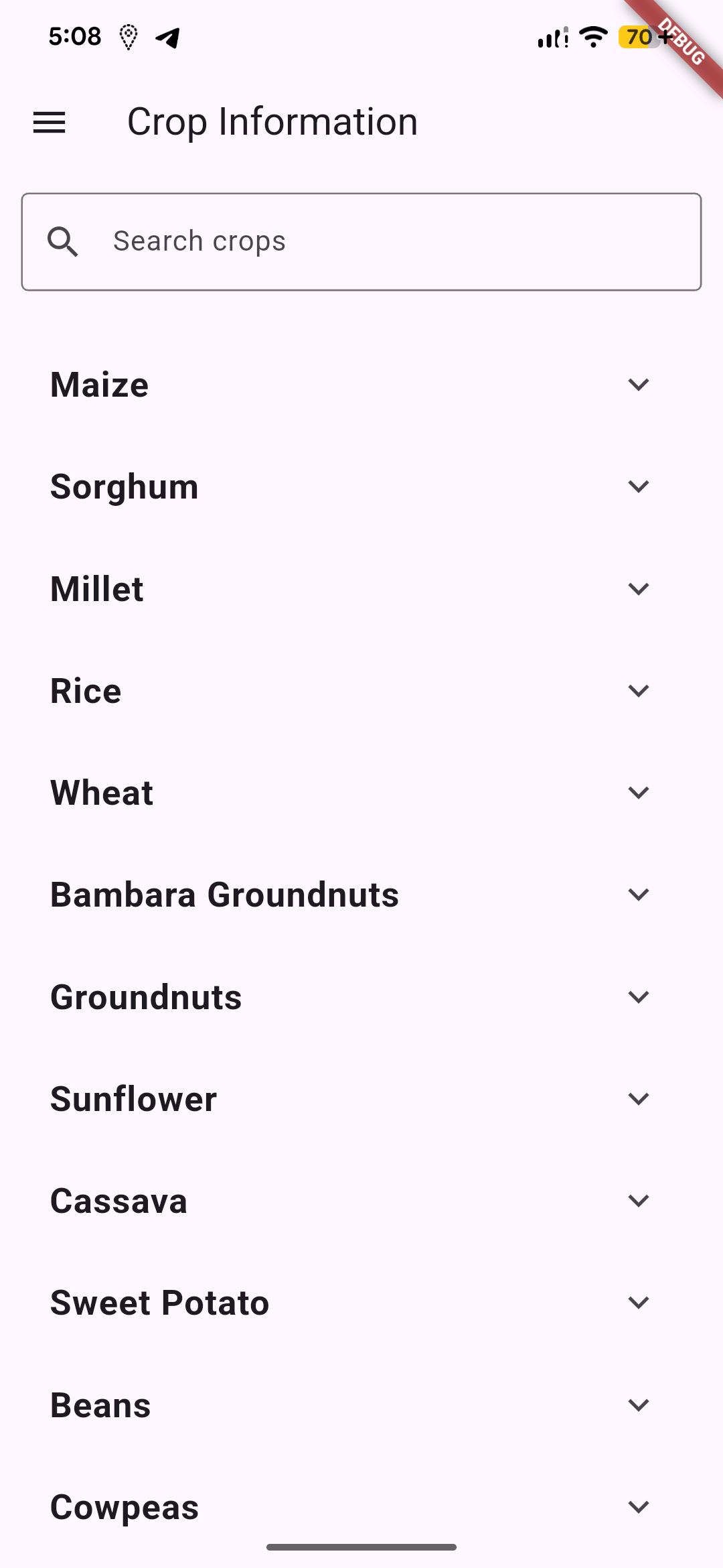 Crop information screen